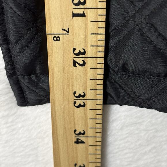 Quilted Puffer Coat Women's Size Medium Black Long Knit Collar Dennis Basso - Picture 11 of 12